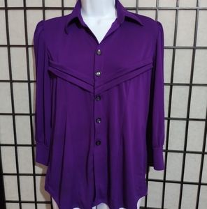 Purple 3/4 Sleeve Blouse Top sz M